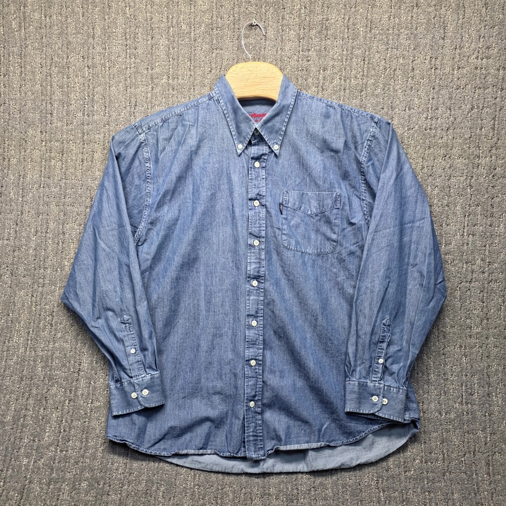 Barbour Shirt Men XL USA‎ The Plain Shirt Blue Chambray Denim Button Down Luxury